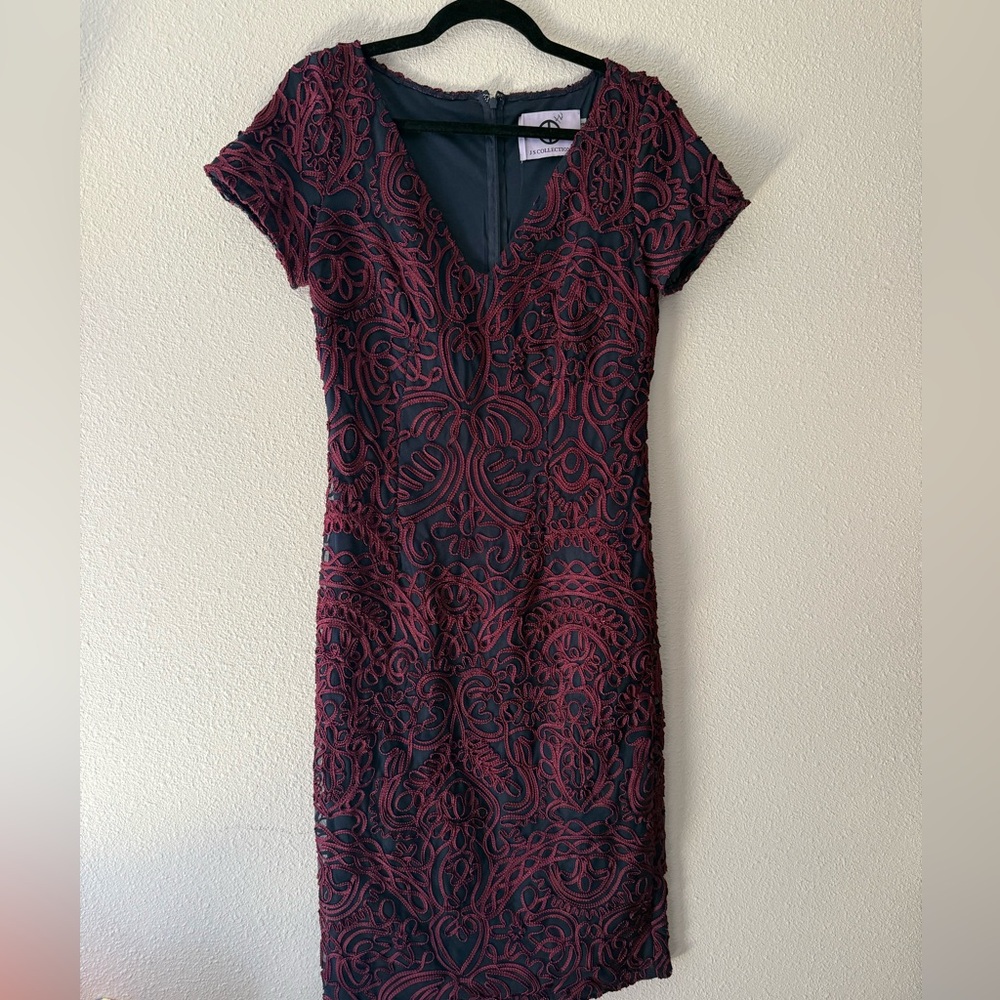 JS Collections Short Sleeve Soutache & Mesh Cocktail Dress Size 4 - Picture 1 of 3